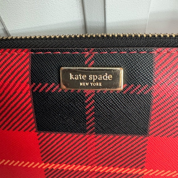 Kate spade red plaid purse with matching wallet - Picture 3 of 3
